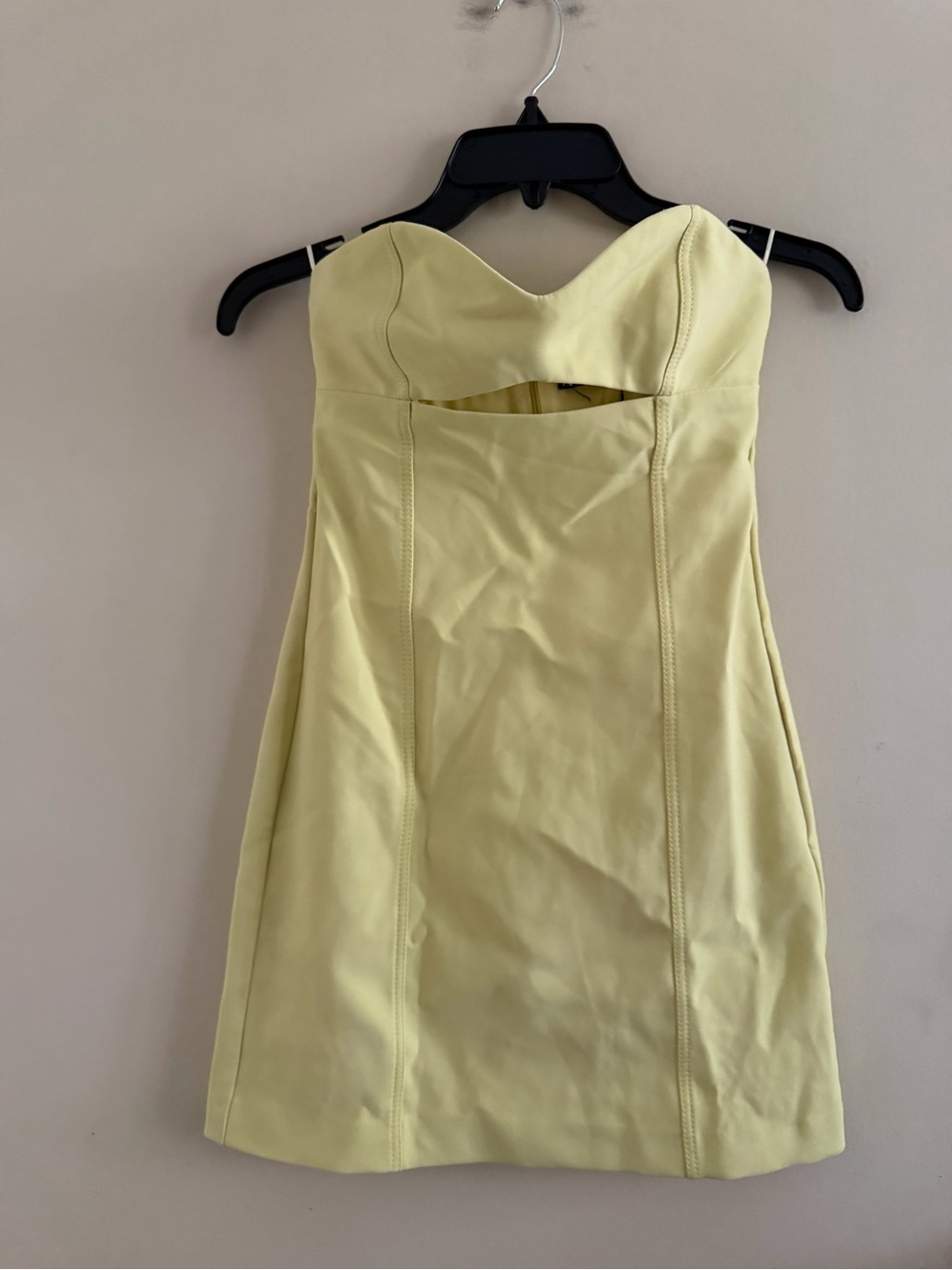 New! Zara Strapless Sweetheart Mini Dress in Light Yellow